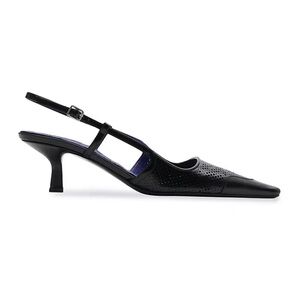 BURBERRY Chisel slingback kitten heels black EU 38 US 8 perforated leather pumps